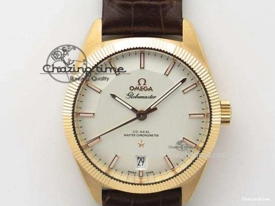 0413 FashionForward De Ville SS MK 1:1 Best Edition White Dial SS Markers On Leather Strap Miyota 9015 V 8077